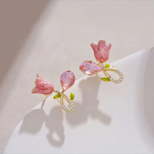 PINK ROSE EARRINGS